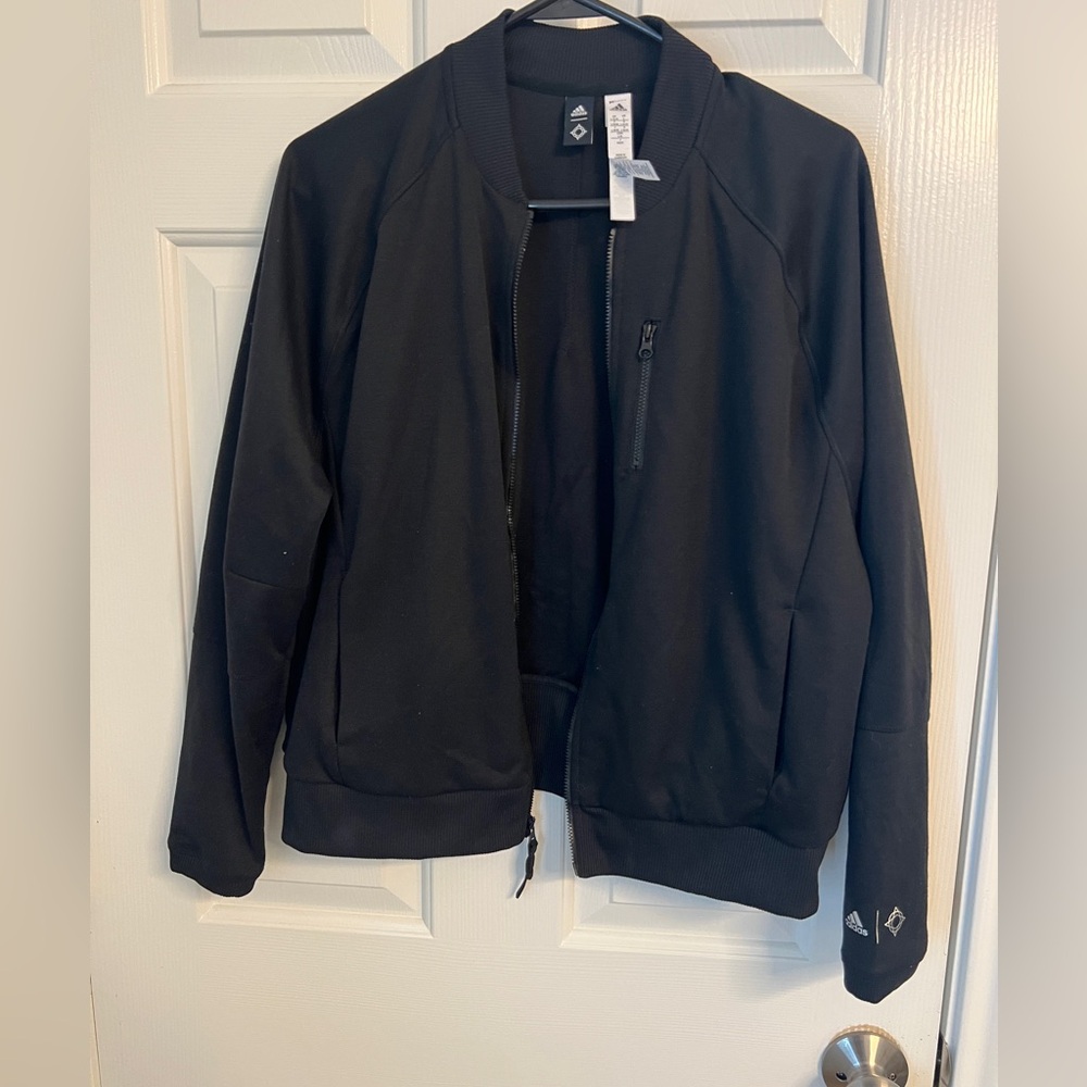 adidas Black womens Bomber Jacket with Zip Chest Pocket